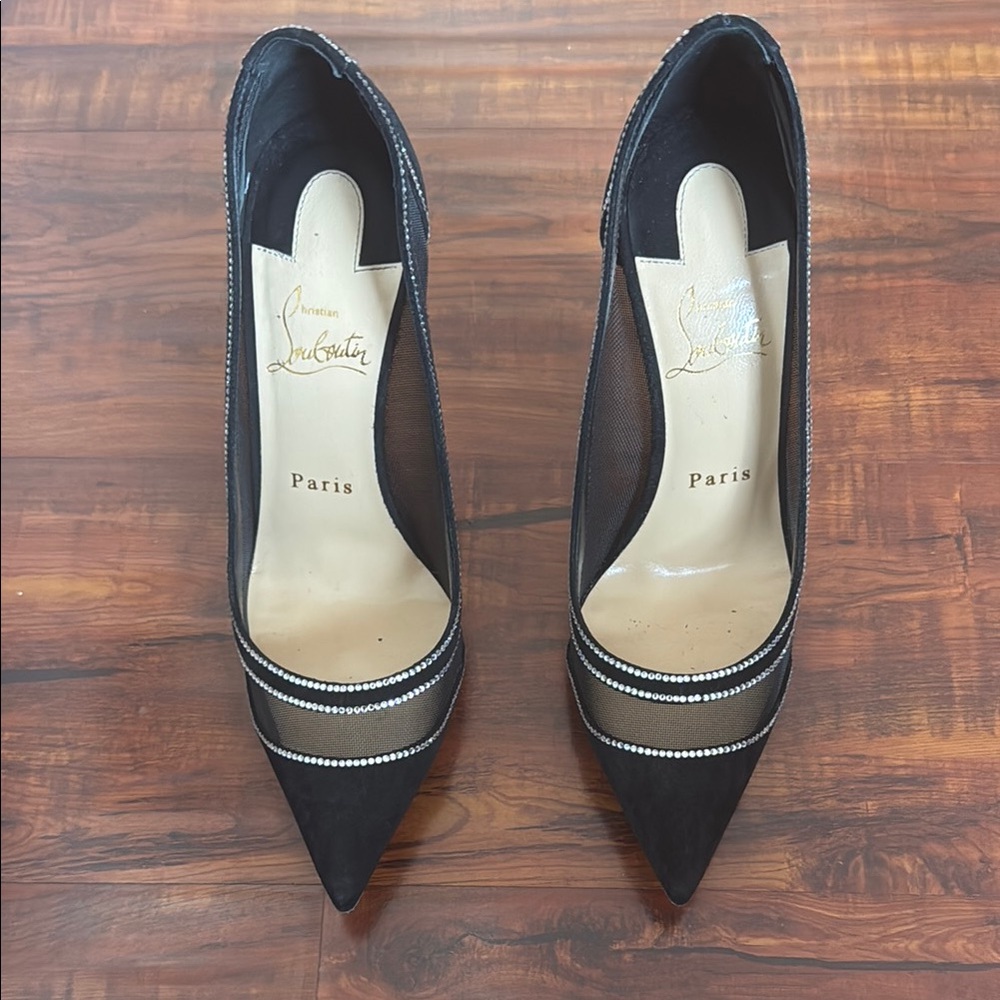 Christian Louboutin Black Mesh Women's Heels